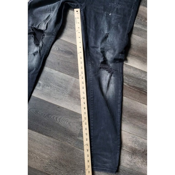 PRPS Mens Warlock Drop Skinny Fit Stretch‎ Distressed Repair Black Jeans Size 36 - Picture 8 of 13